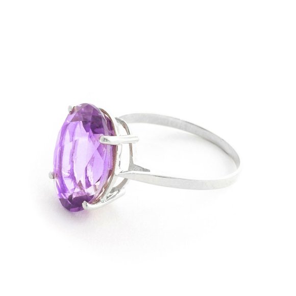14K. SOLID GOLD RING WITH NATURAL OVAL AMETHYST - Picture 4 of 7